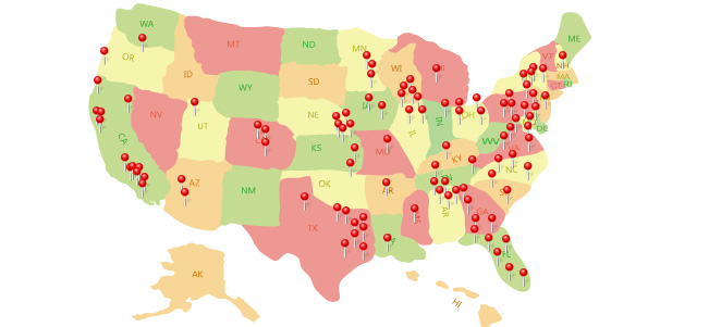 US Map of our coverage